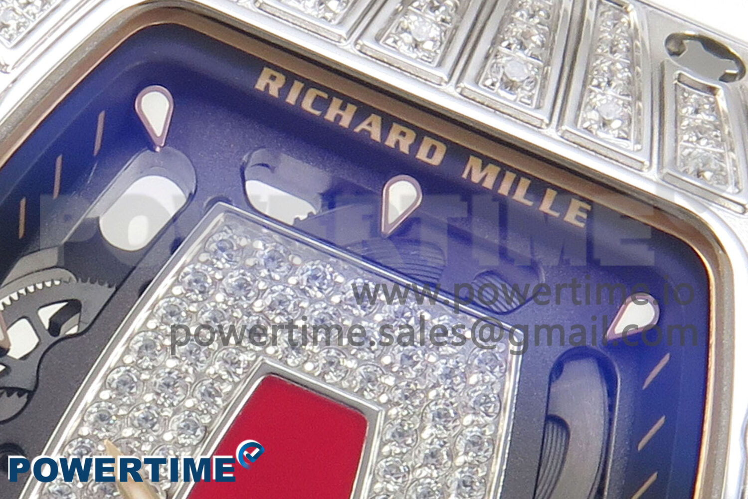 RM07 Ladies SS Diamonds Bezel ZF 1:1 Best Edition Red Diamonds Skeleton Dial on White Rubber Strap CRMA2 Clone - Image 4