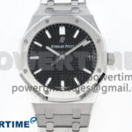 Royal Oak 15500 SS APSF 1:1 Best Edition Black Dial on SS Bracelet SA4302 Super Clone V2 (SW Dial)