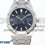 Royal Oak 15500 SS APSF 1:1 Best Edition Blue Dial on SS Bracelet SA4302 Super Clone V2 (SW Dial)