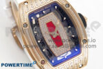RM07 Ladies RG Diamonds Bezel ZF 1:1 Best Edition Red Diamonds Skeleton Dial on White Rubber Strap CRMA2 Clone - Image 2