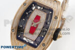 RM07 Ladies RG Diamonds Bezel ZF 1:1 Best Edition Red Diamonds Skeleton Dial on White Rubber Strap CRMA2 Clone - Image 3