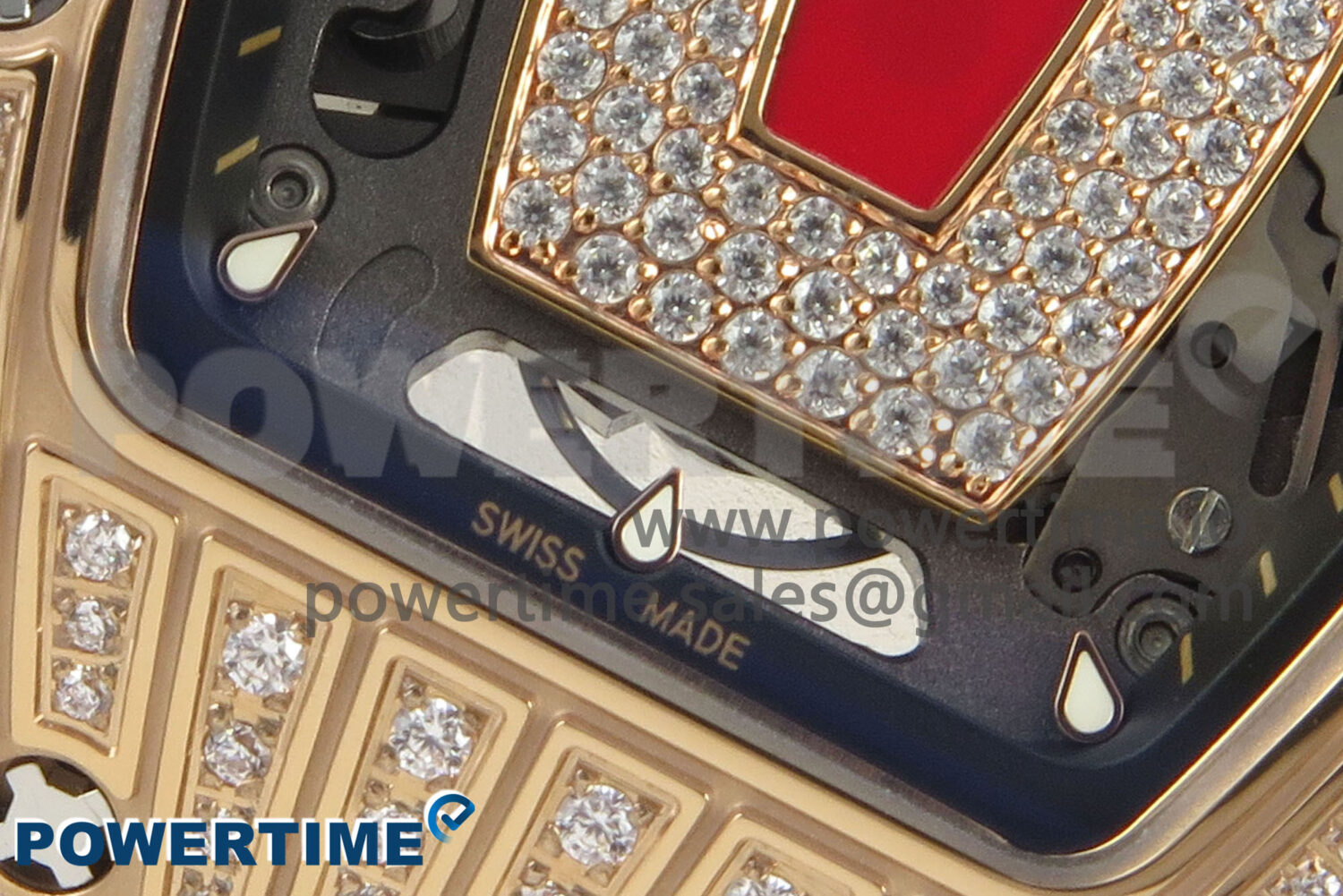 RM07 Ladies RG Diamonds Bezel ZF 1:1 Best Edition Red Diamonds Skeleton Dial on White Rubber Strap CRMA2 Clone - Image 5