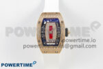 RM07 Ladies RG Diamonds Bezel ZF 1:1 Best Edition Red Diamonds Skeleton Dial on White Rubber Strap CRMA2 Clone