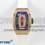 RM07 Ladies RG Diamonds Bezel ZF 1:1 Best Edition Red Diamonds Skeleton Dial on White Rubber Strap CRMA2 Clone