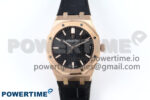 Royal Oak 15500 RG APSF 1:1 Best Edition Black Dial on Black Leather Strap SA4302 Super Clone V2 (SW Dial)