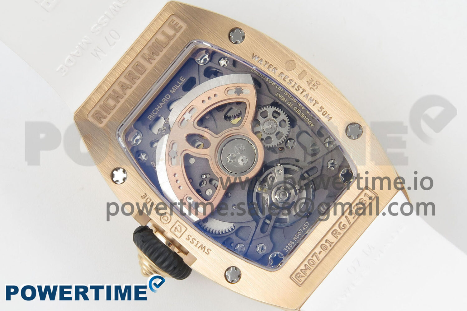 RM07 Ladies RG Diamonds Bezel ZF 1:1 Best Edition Red Diamonds Skeleton Dial on White Rubber Strap CRMA2 Clone - Image 8