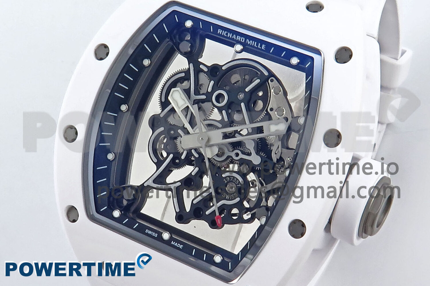 RM055 White Ceramic ZF 1:1 Best Edition on Shark Rubber Strap RMUL2 Super Clone - Image 3