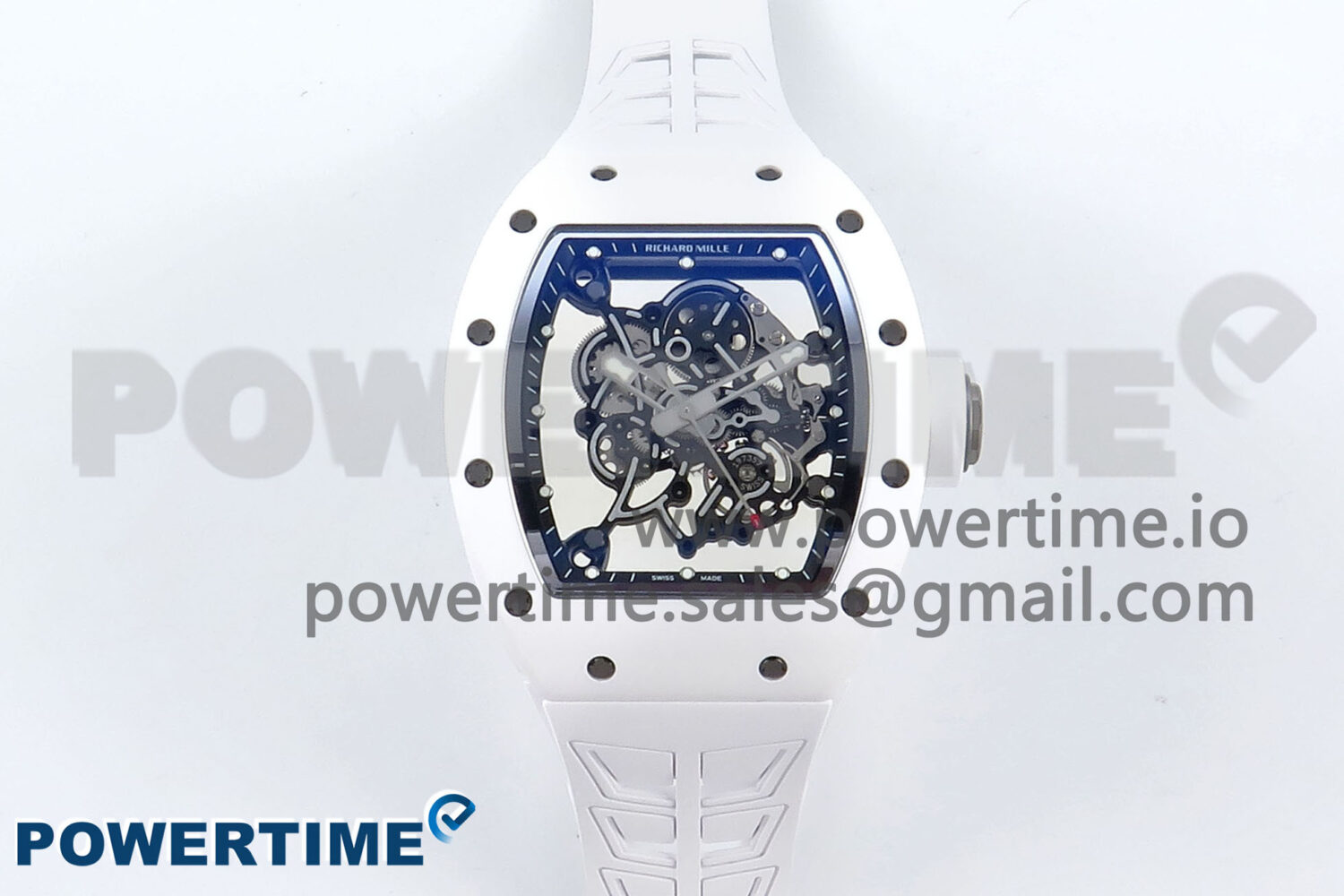 RM055 White Ceramic ZF 1:1 Best Edition on Shark Rubber Strap RMUL2 Super Clone - Image 1