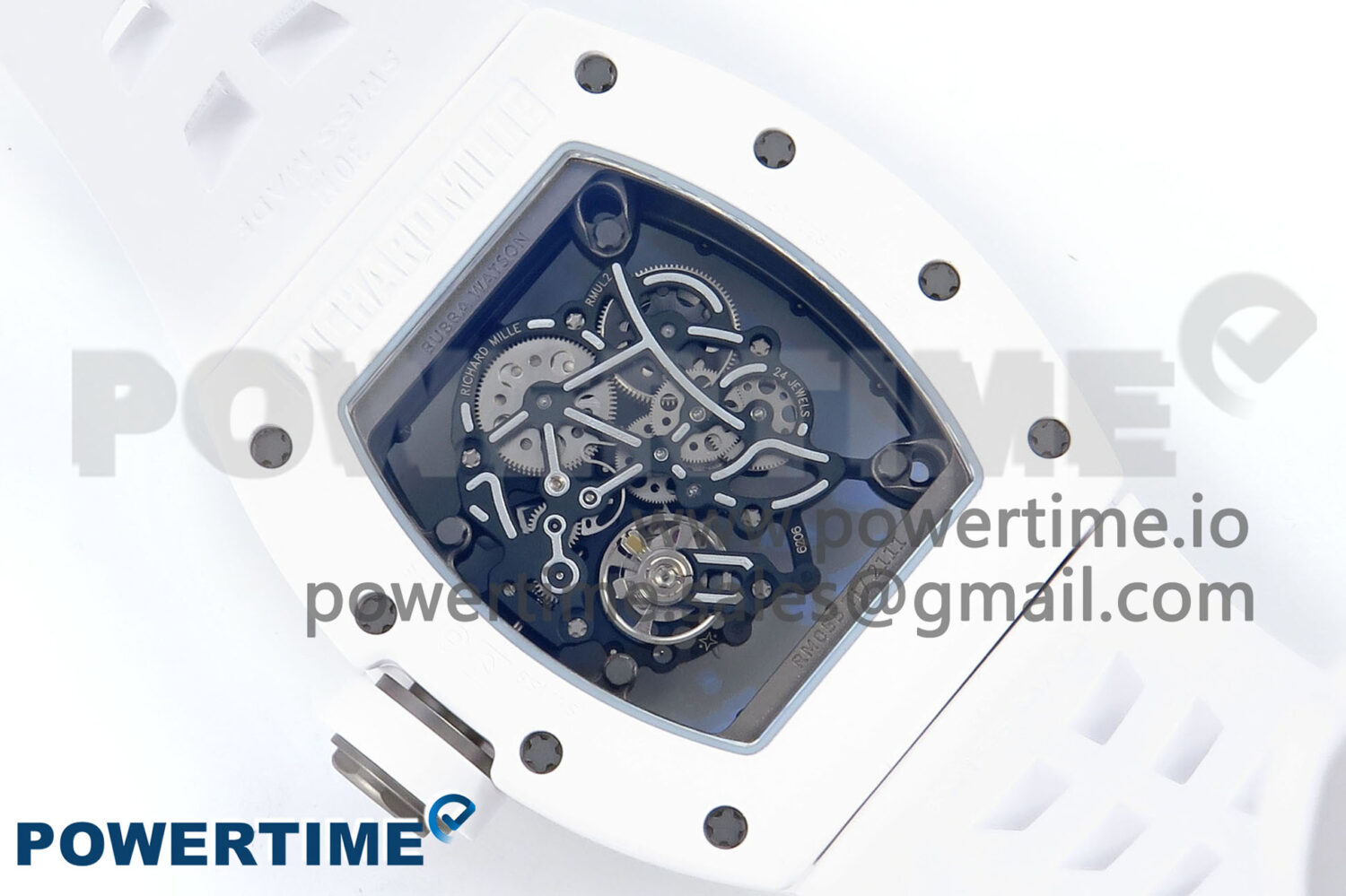 RM055 White Ceramic ZF 1:1 Best Edition on Shark Rubber Strap RMUL2 Super Clone - Image 8