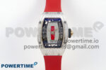 RM07 Ladies SS Diamonds Bezel ZF 1:1 Best Edition Red Diamonds Skeleton Dial on Red Rubber Strap CRMA2 Clone