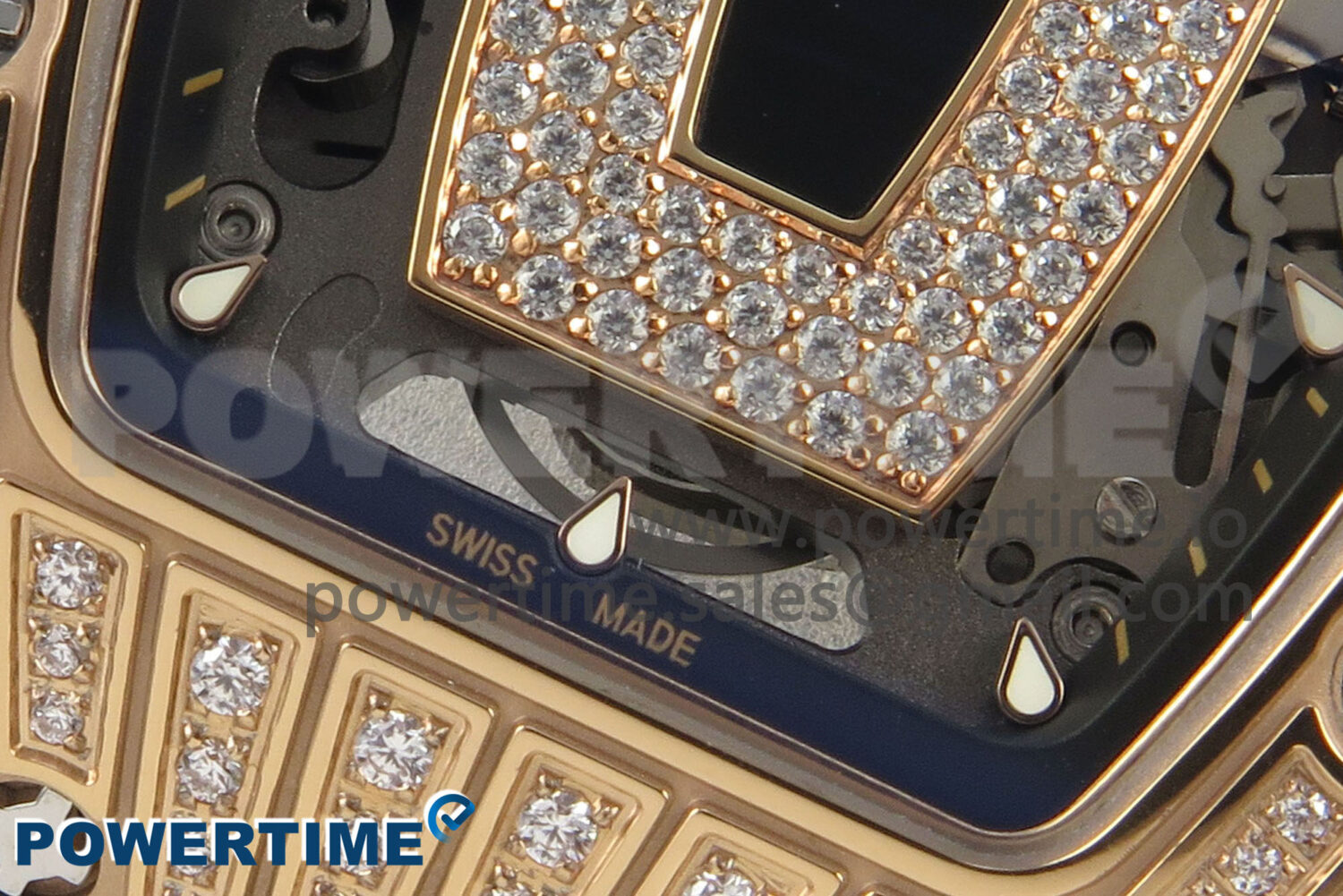 RM07 Ladies Full Diamonds RG ZF 1:1 Best Edition Black Dial on Black Rubber Strap CRMA2 Clone - Image 5