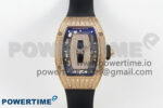 RM07 Ladies Full Diamonds RG ZF 1:1 Best Edition Black Dial on Black Rubber Strap CRMA2 Clone