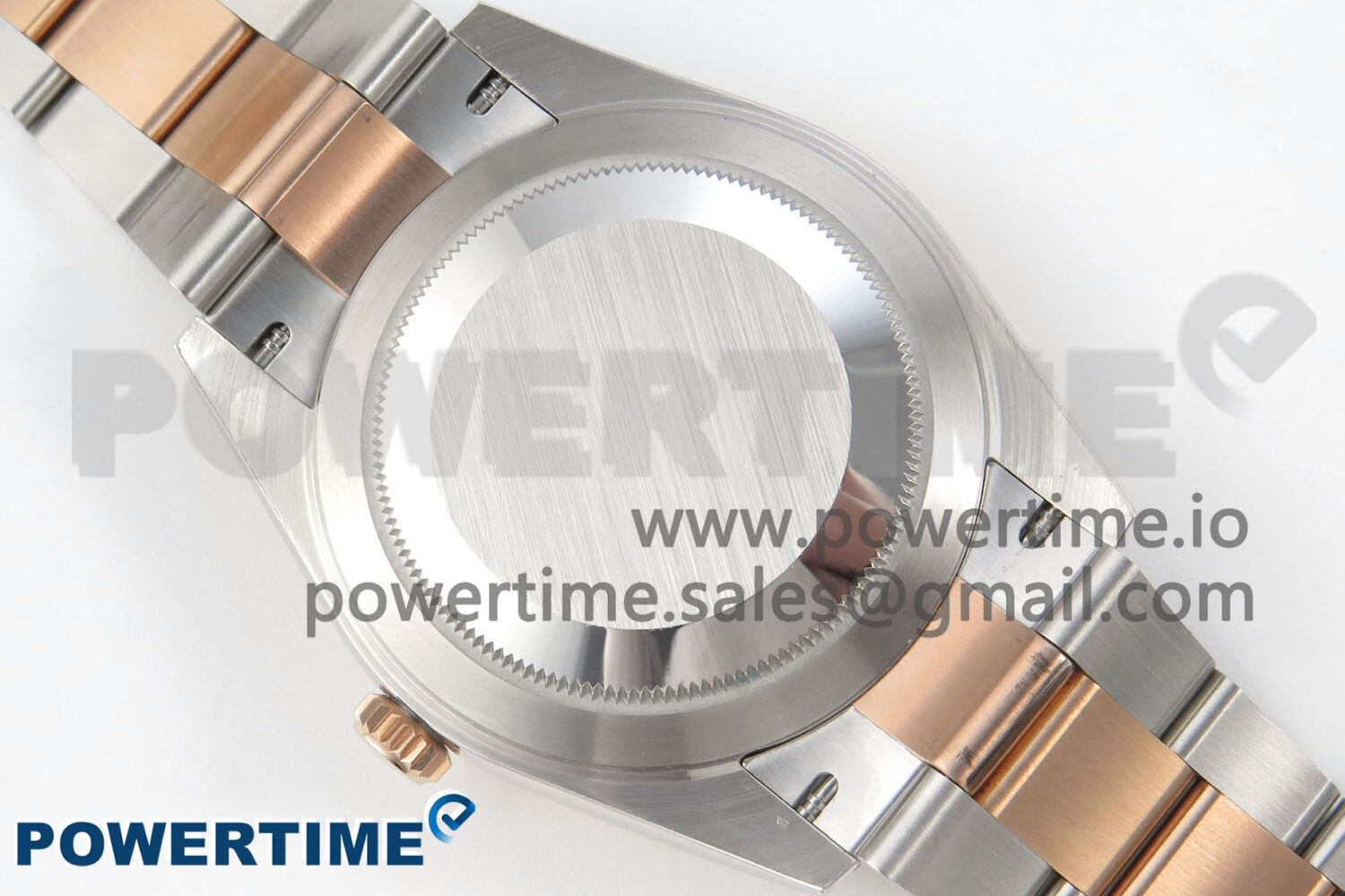 Size	41mm x 12mm Movement	Asian ShangHai Super Clone 3235 Automatic Movement at 28800 vph, VR3235 Functions	Hours, minutes, seconds and date display Case	Solid 904L stainless steel case Crystal	Scratch-proof sapphire crystal with AR coating Dial	Black dial Bezel	Weighted 18k rose gold wrapped fluted stainless steel bezel Strap	Solid stainless steel bracelet with 18k rose gold plated middle links Clasp	Deployant clasp Water resistance	>50 Meters - Image 8