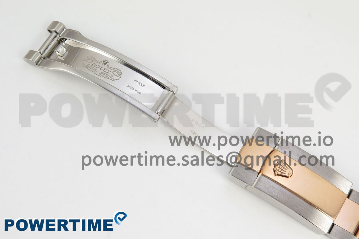 Size	41mm x 12mm Movement	Asian ShangHai Super Clone 3235 Automatic Movement at 28800 vph, VR3235 Functions	Hours, minutes, seconds and date display Case	Solid 904L stainless steel case Crystal	Scratch-proof sapphire crystal with AR coating Dial	Black dial Bezel	Weighted 18k rose gold wrapped fluted stainless steel bezel Strap	Solid stainless steel bracelet with 18k rose gold plated middle links Clasp	Deployant clasp Water resistance	>50 Meters - Image 15