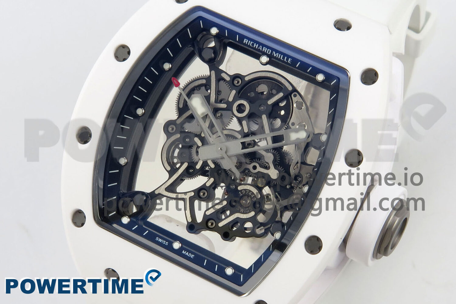 RM055 White Ceramic ZF 1:1 Best Edition on Rubber Strap RMUL2 Super Clone V3 - Image 3