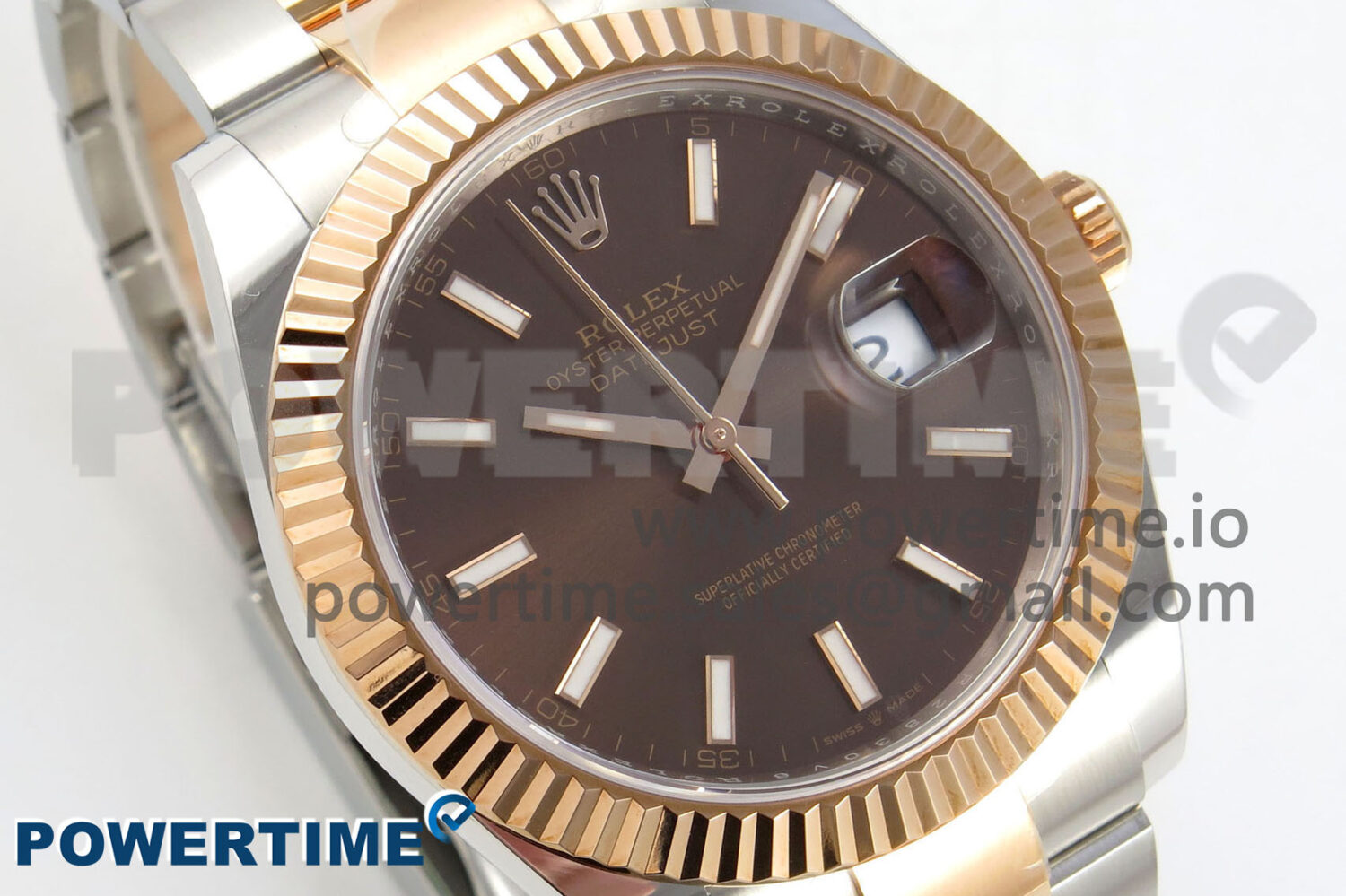 DateJust 41 126331 SS/RG ARF 1:1 Best Edition Brown Stick Dial on Oyster Bracelet SH3235 (Weighted) - Image 2