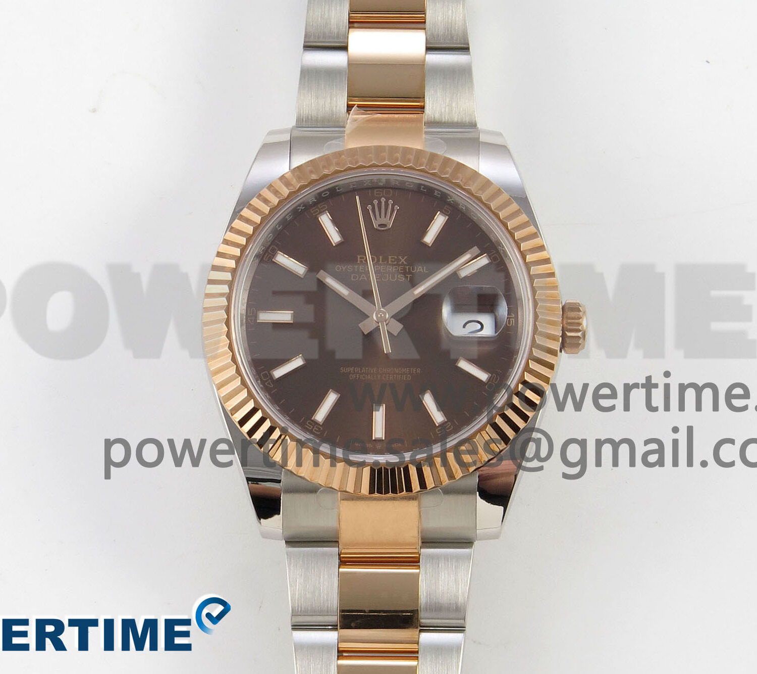 DateJust 41 126331 SS/RG ARF 1:1 Best Edition Brown Stick Dial on Oyster Bracelet SH3235 (Weighted)