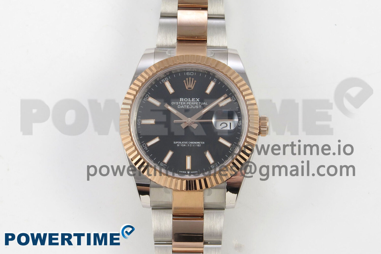 DateJust 41 126331 SS/RG ARF 1:1 Best Edition Black Stick Dial on Oyster Bracelet SH3235 (Weighted) - Image 1