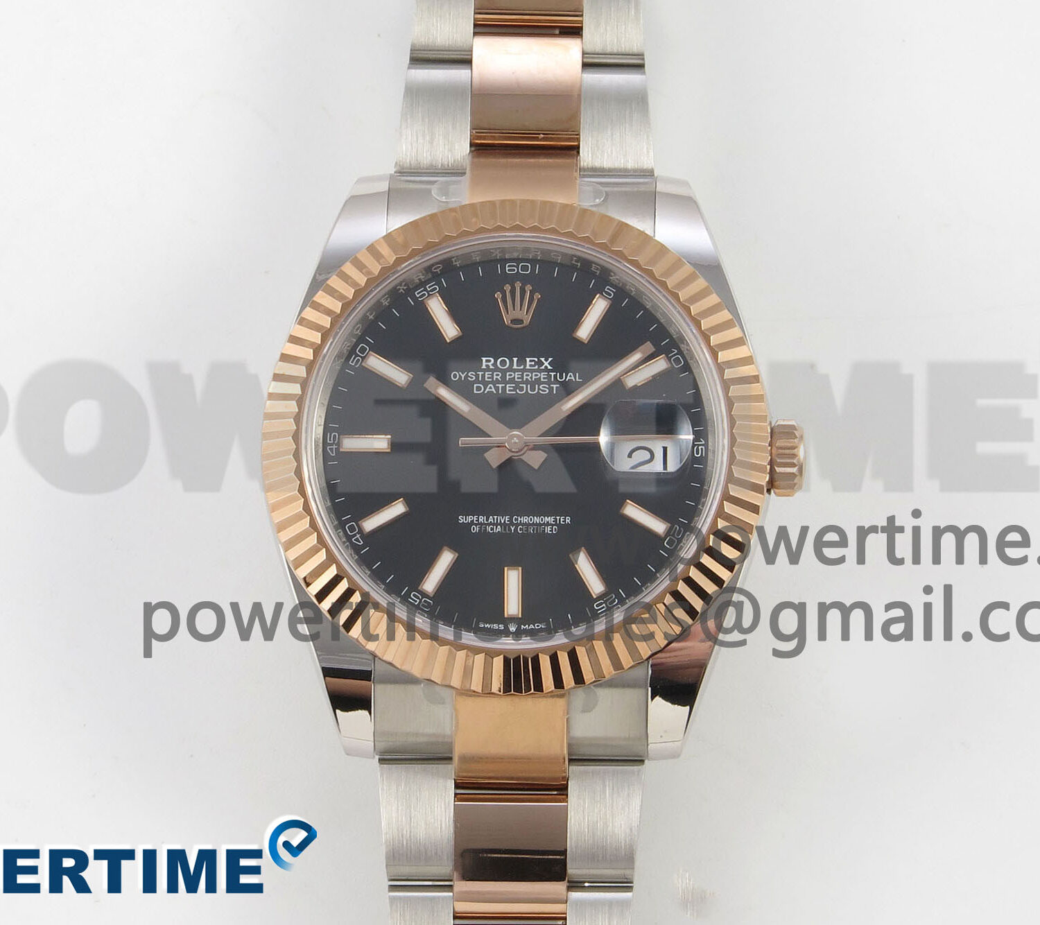 DateJust 41 126331 SS/RG ARF 1:1 Best Edition Black Stick Dial on Oyster Bracelet SH3235 (Weighted)