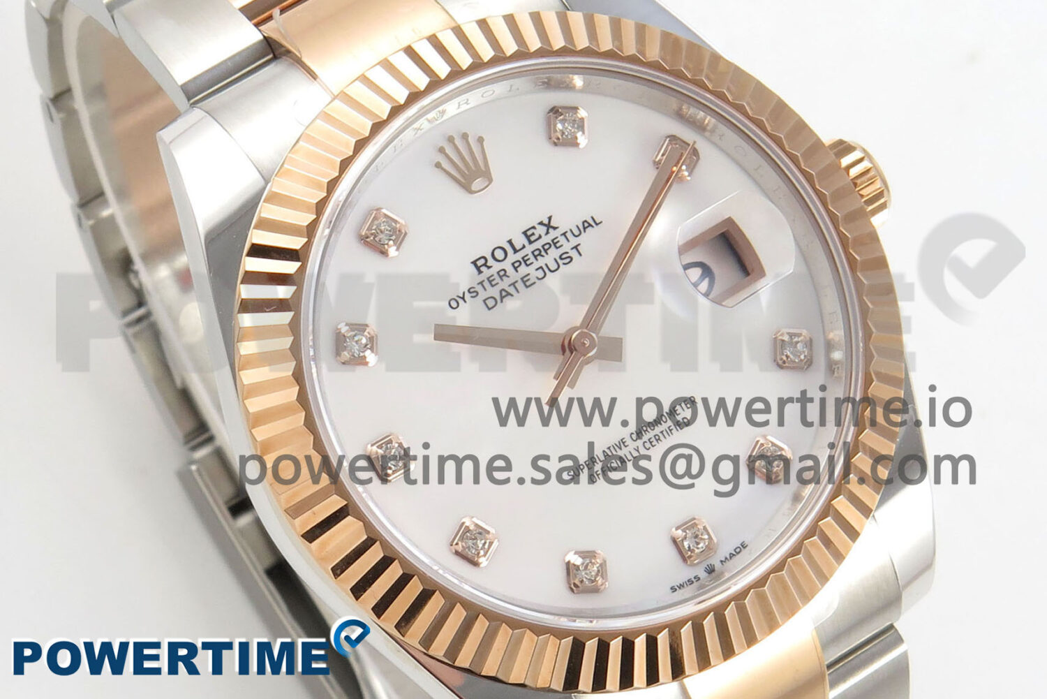 DateJust 41 126331 SS/RG ARF 1:1 Best Edition White MOP Diamonds Dial on Oyster Bracelet SH3235 (Weighted) - Image 2
