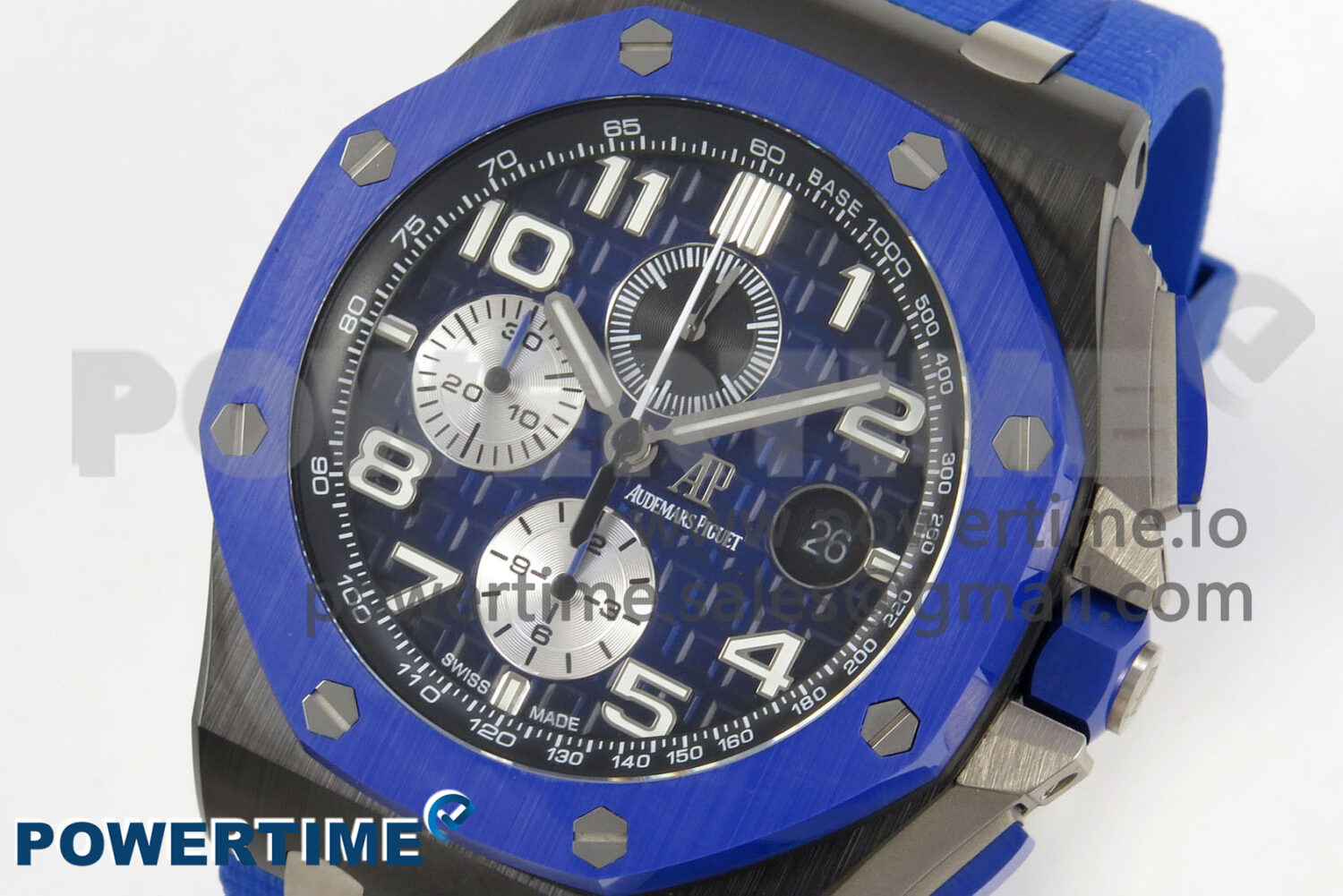 Royal Oak Offshore 44mm Black/Blue Ceramic APJF 1:1 Best Edition Blue Dial on Blue Rubber Strap A3126 - Image 2