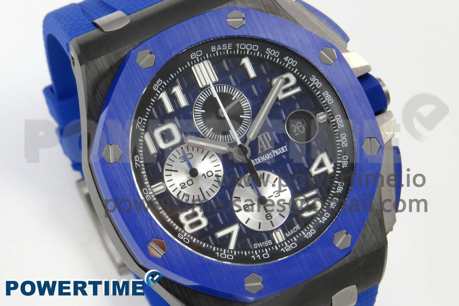 Royal Oak Offshore 44mm Black/Blue Ceramic APJF 1:1 Best Edition Blue Dial on Blue Rubber Strap A3126 - Image 3