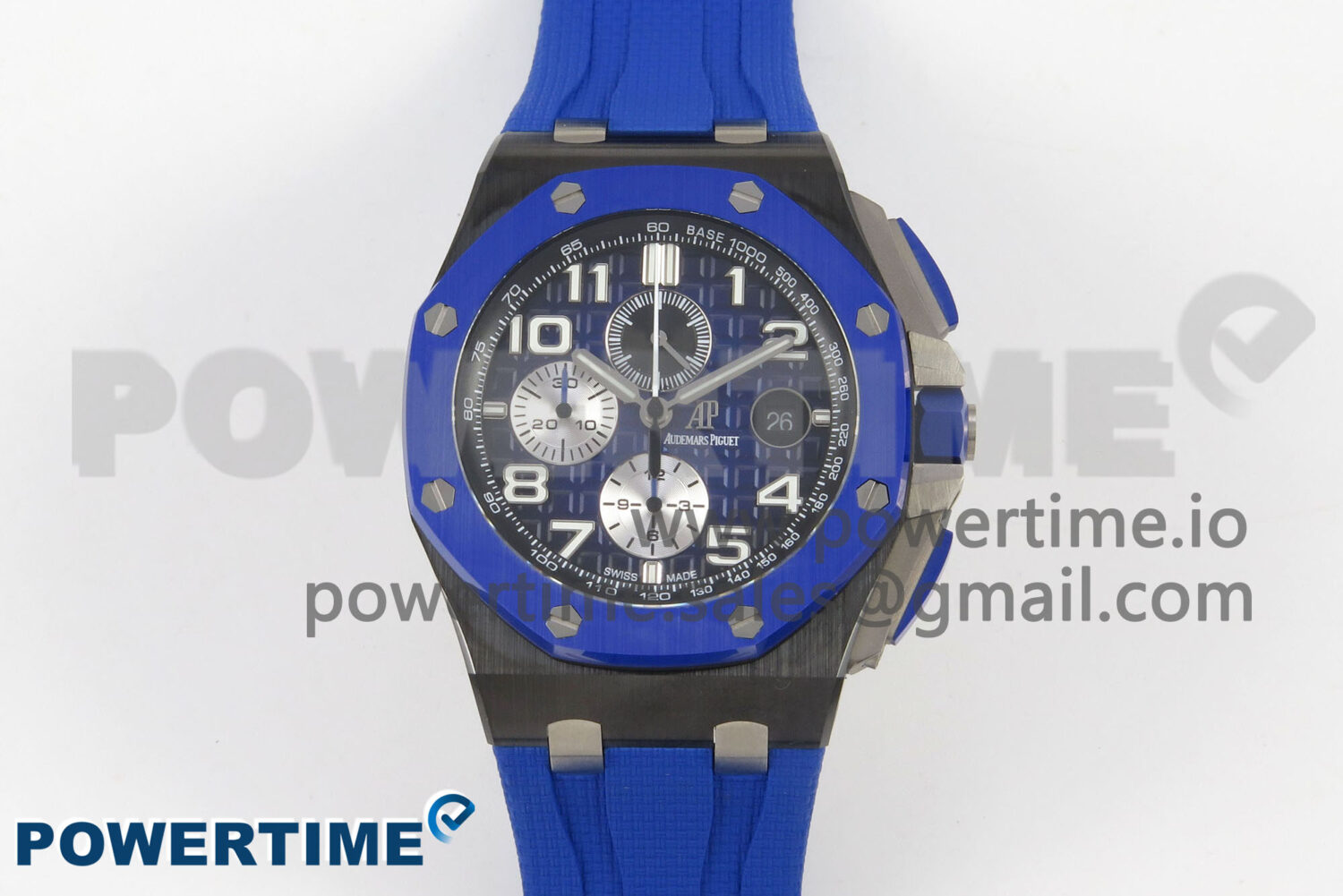 Royal Oak Offshore 44mm Black/Blue Ceramic APJF 1:1 Best Edition Blue Dial on Blue Rubber Strap A3126 - Image 1