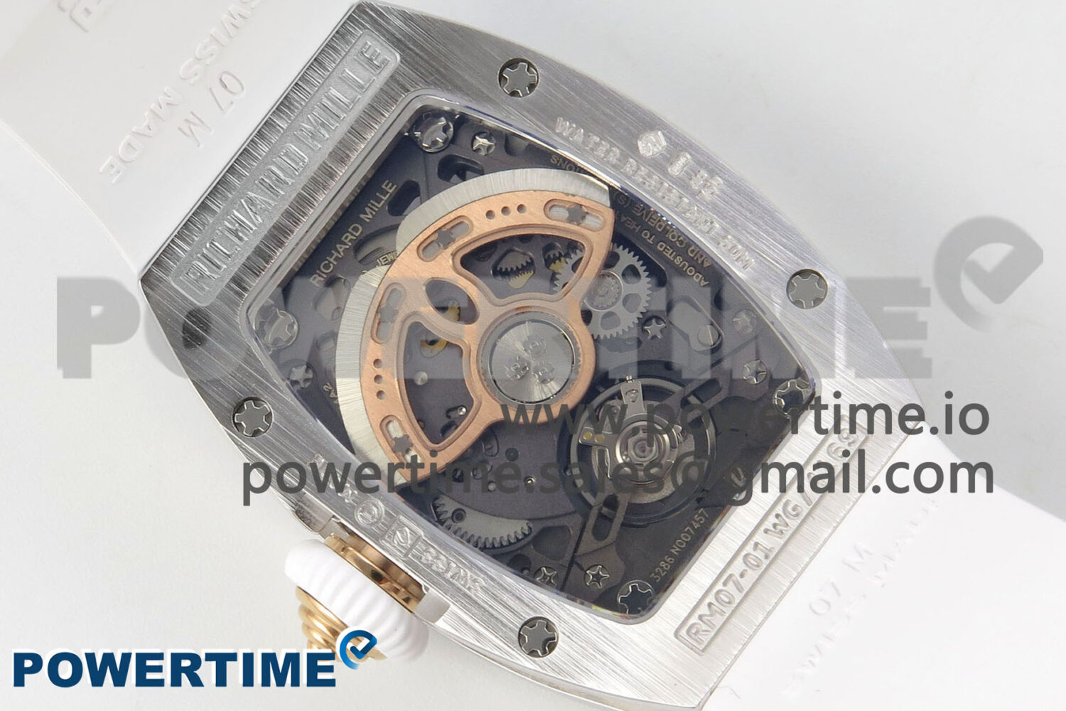 RM07 Ladies Full Diamonds SS ZF 1:1 Best Edition White MOP Dial on White Rubber Strap CRMA2 Clone - Image 8