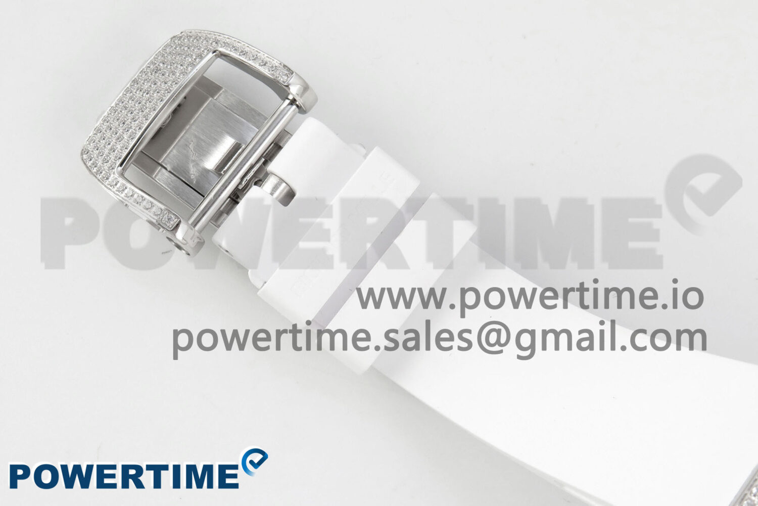 RM07 Ladies Full Diamonds SS ZF 1:1 Best Edition Red Dial on White Rubber Strap CRMA2 Clone - Image 10
