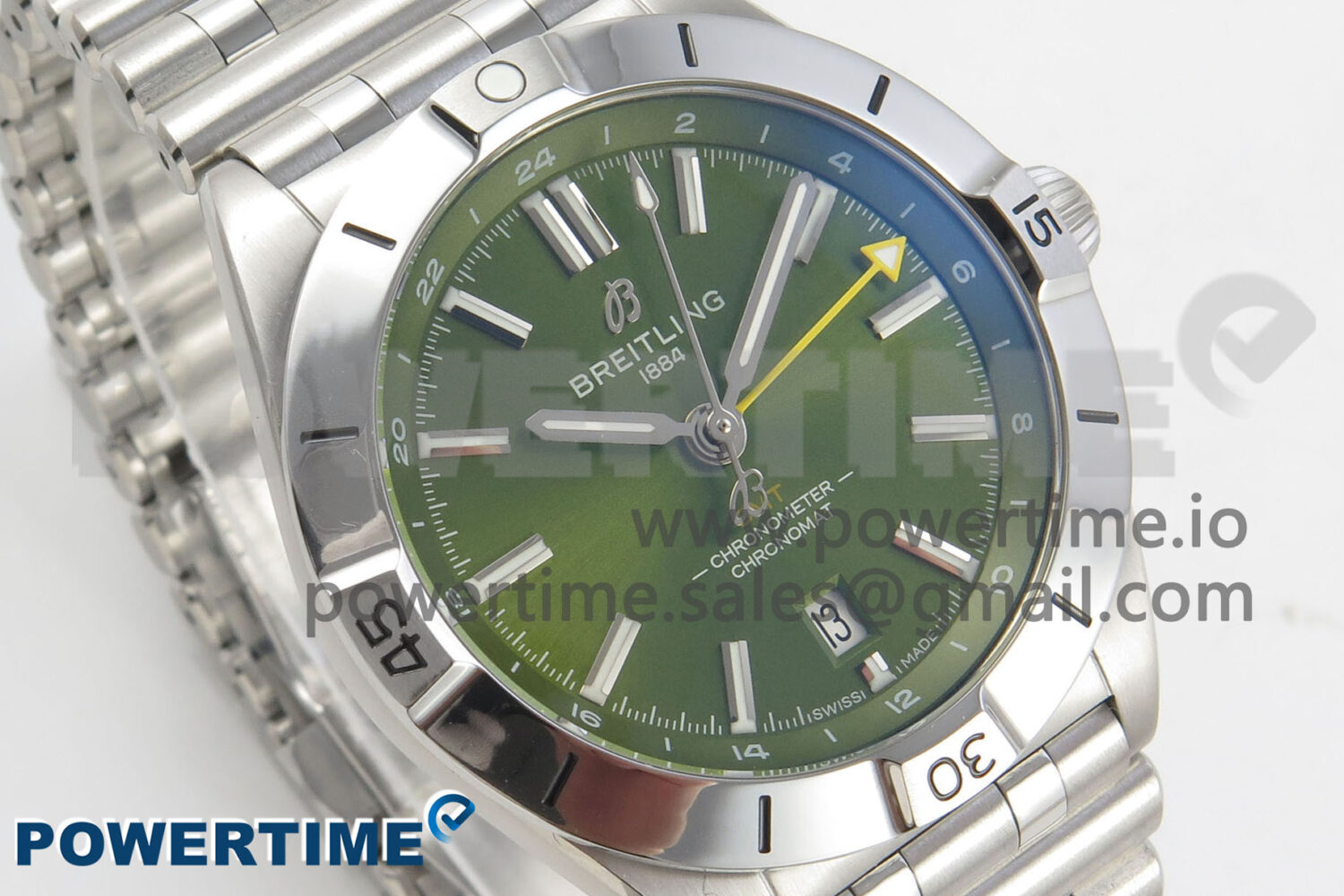Breitling BLSF Chronomat Automatic 1:1 Best Edition GMT 40mm Green Dial On SS Bracelet A2836 - Image 2
