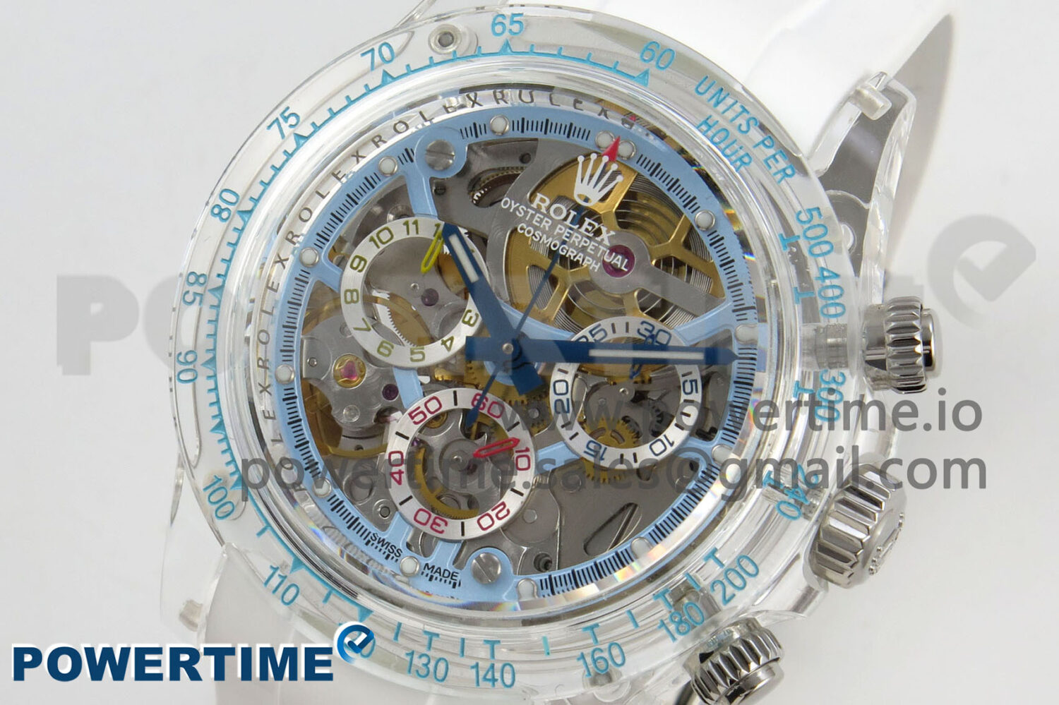 Daytona Aet Remould Transparent SONIC Best Edition Skeleton Dial on White Rubber Strap SA4130 - Image 2