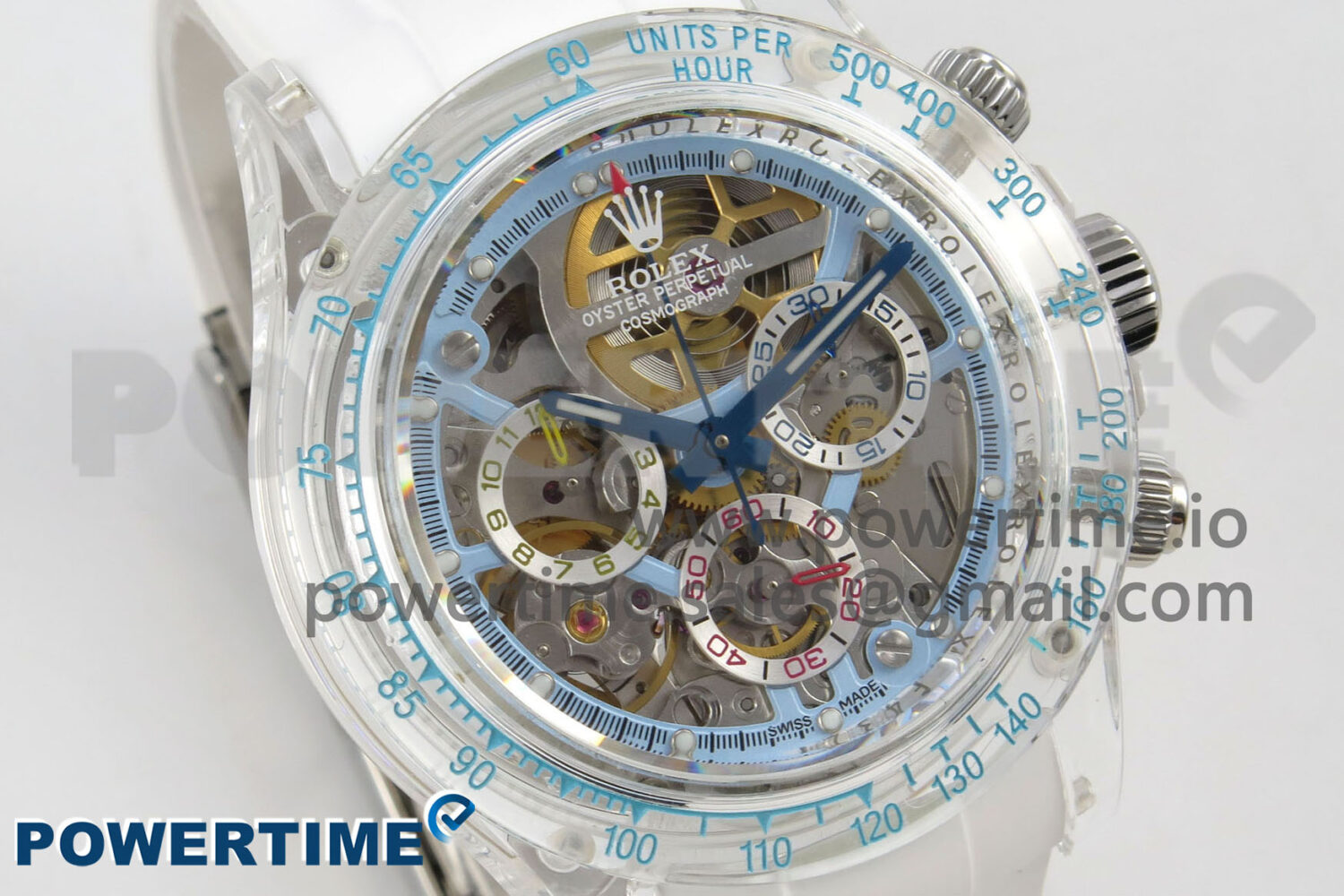 Daytona Aet Remould Transparent SONIC Best Edition Skeleton Dial on White Rubber Strap SA4130 - Image 3