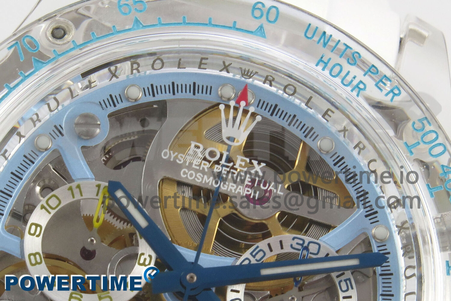 Daytona Aet Remould Transparent SONIC Best Edition Skeleton Dial on White Rubber Strap SA4130 - Image 4