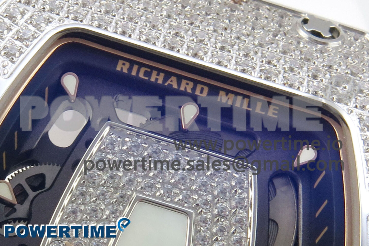 RM07 Ladies Full Diamonds SS ZF 1:1 Best Edition White MOP Dial on White Rubber Strap CRMA2 Clone - Image 4