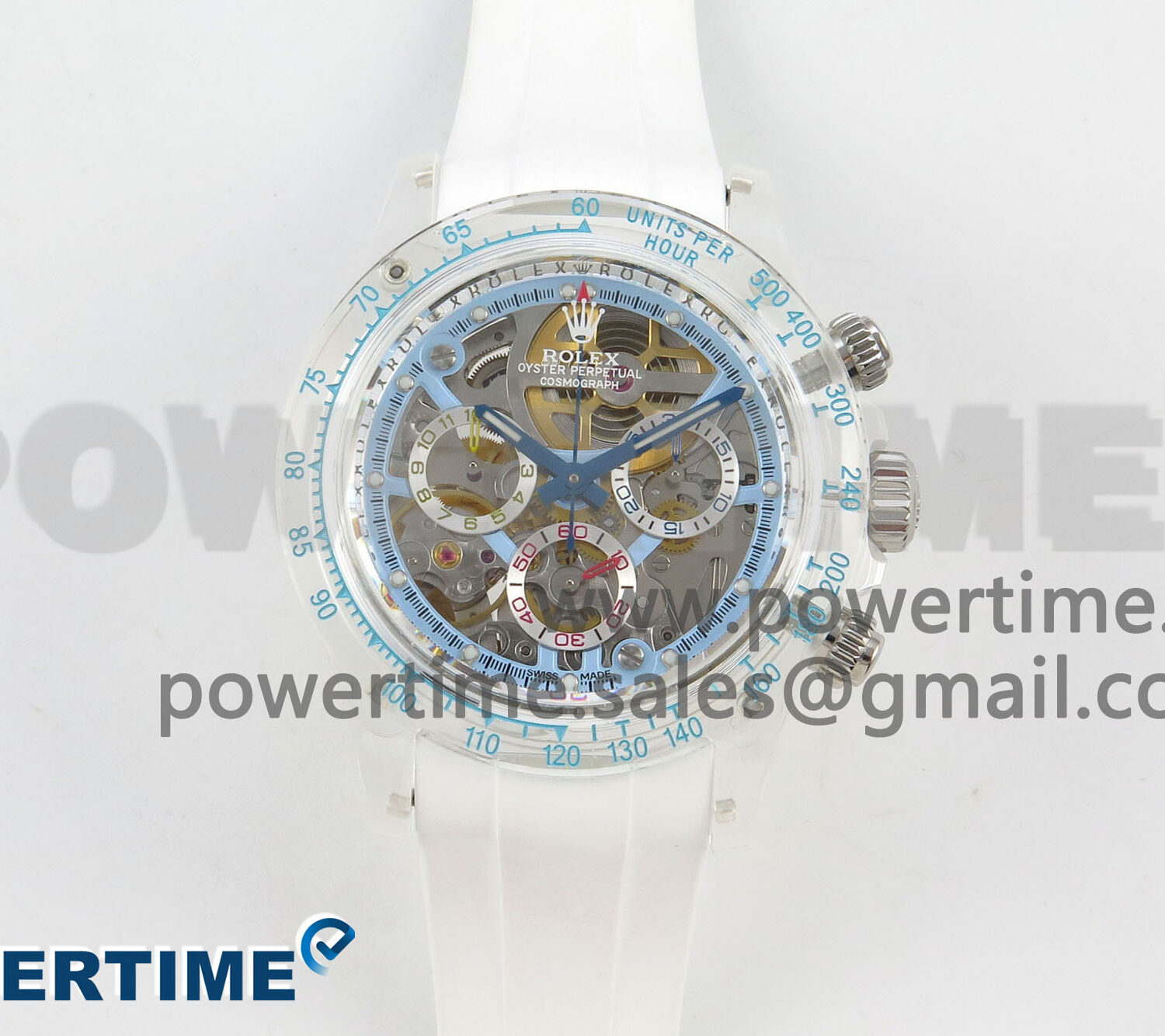 Daytona Aet Remould Transparent SONIC Best Edition Skeleton Dial on White Rubber Strap SA4130