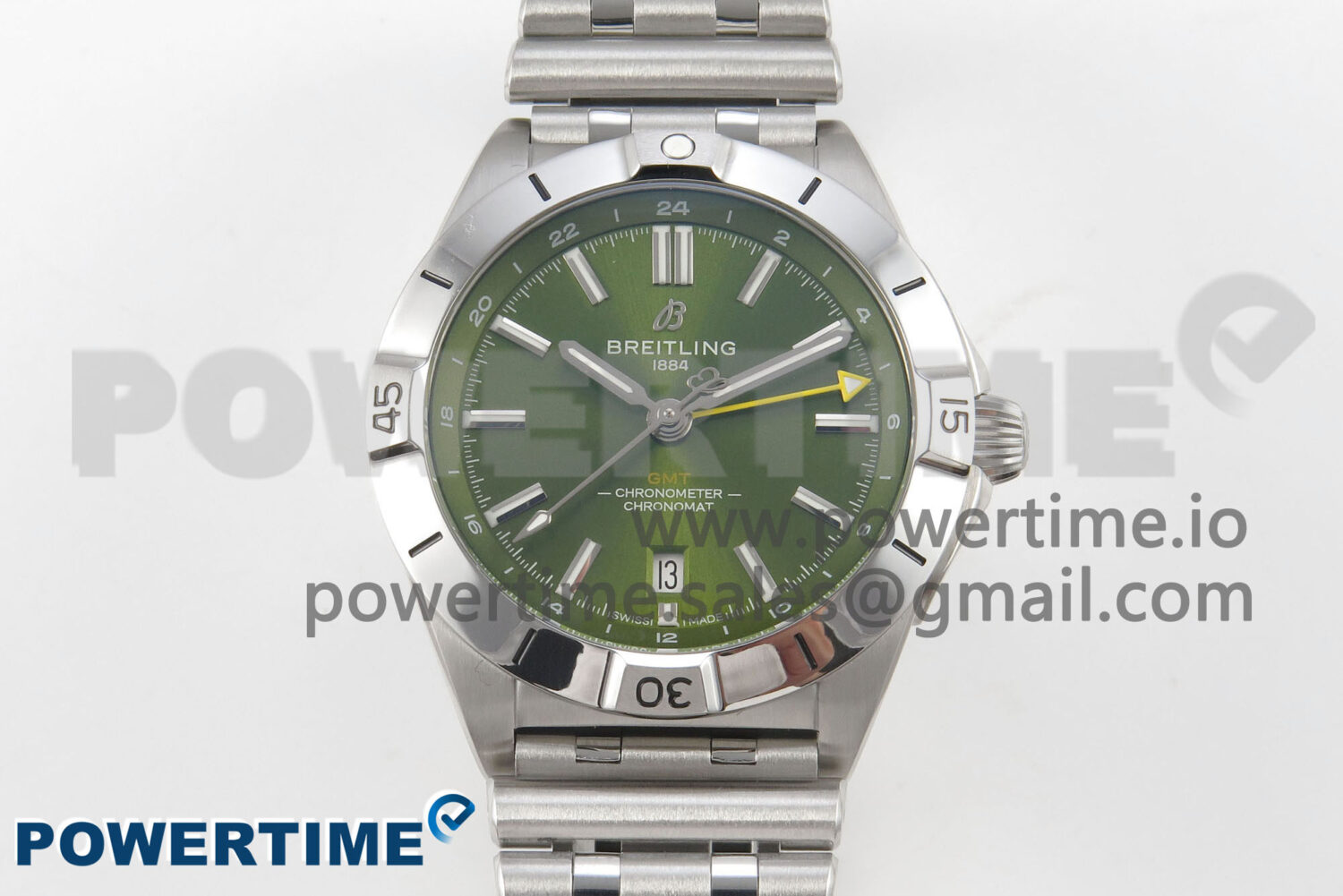 Breitling BLSF Chronomat Automatic 1:1 Best Edition GMT 40mm Green Dial On SS Bracelet A2836 - Image 1
