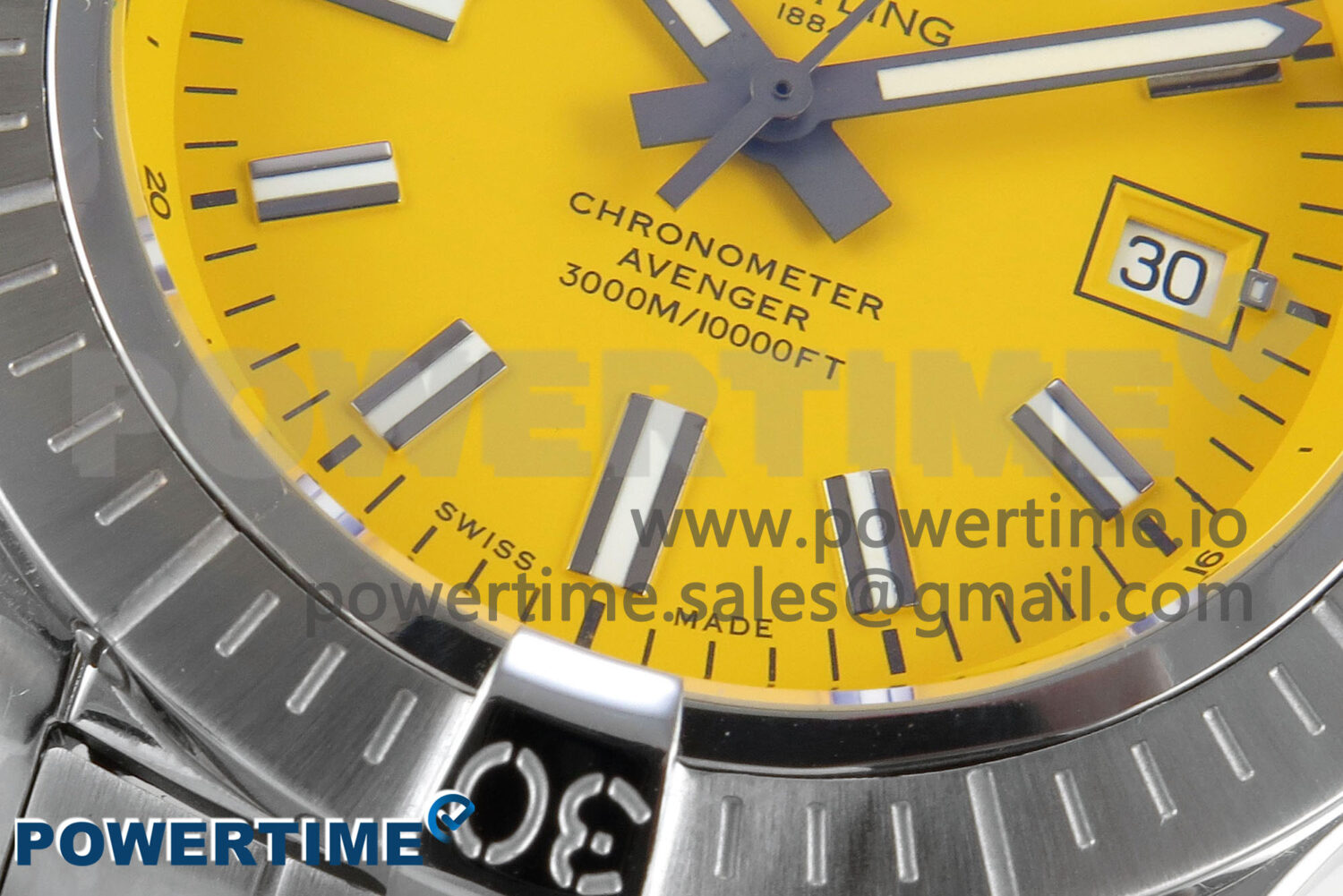 Avenger 43mm SS TF 1:1 Best Edition Yellow Dial on SS Bracelet A2824 V2 - Image 5