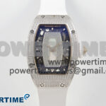 RM07 Ladies Full Diamonds SS ZF 1:1 Best Edition White MOP Dial on White Rubber Strap CRMA2 Clone