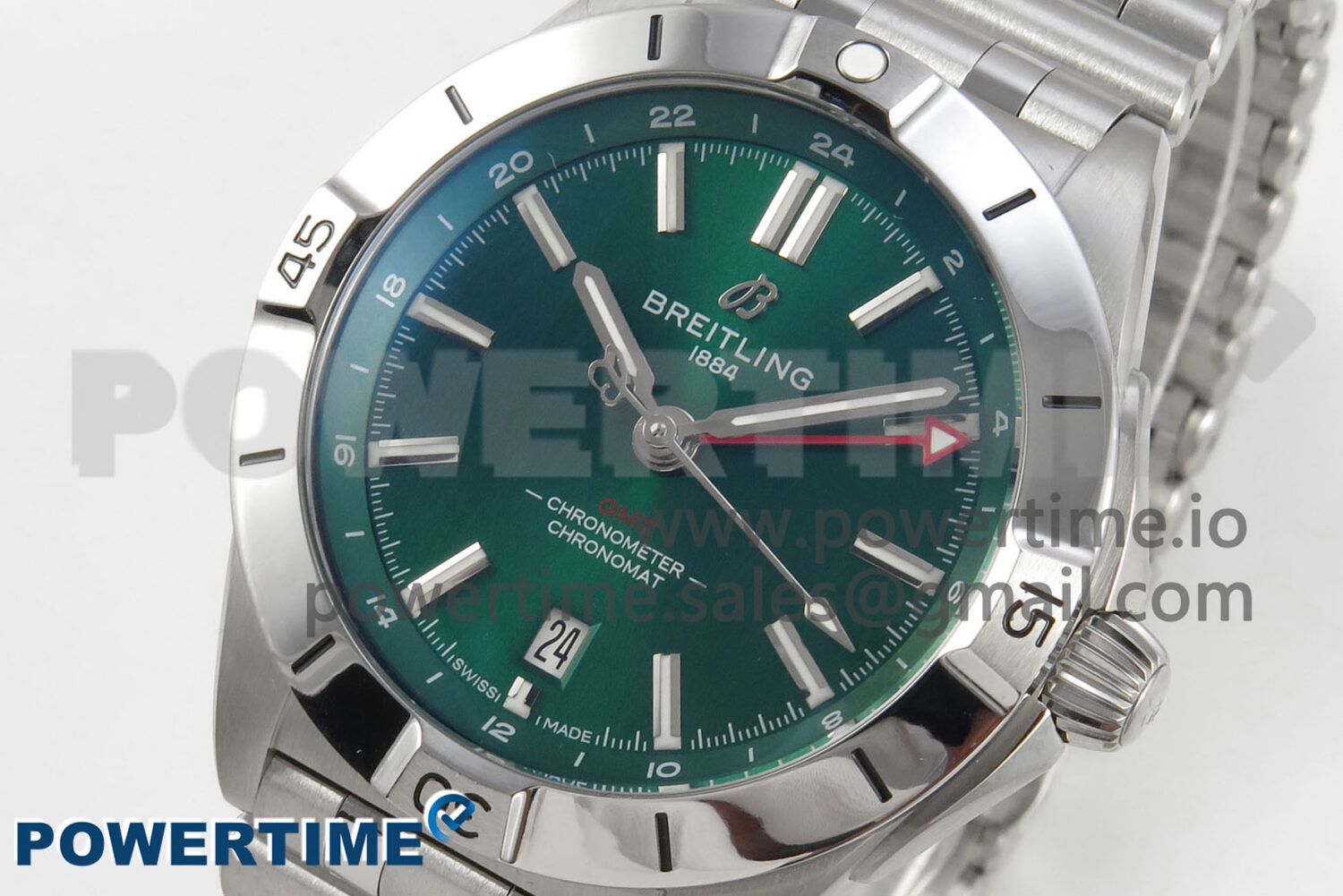 Breitling BLSF Chronomat Automatic 1:1 Best Edition GMT 40mm Green Dial On SS Bracelet A2836 - Image 3