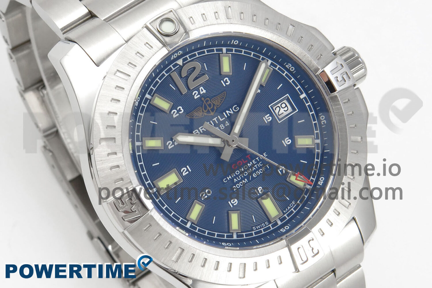 Colt Automatic 44mm TF1:1 Best Edition Blue Dial on SS Bracelet A2824 V2 - Image 2