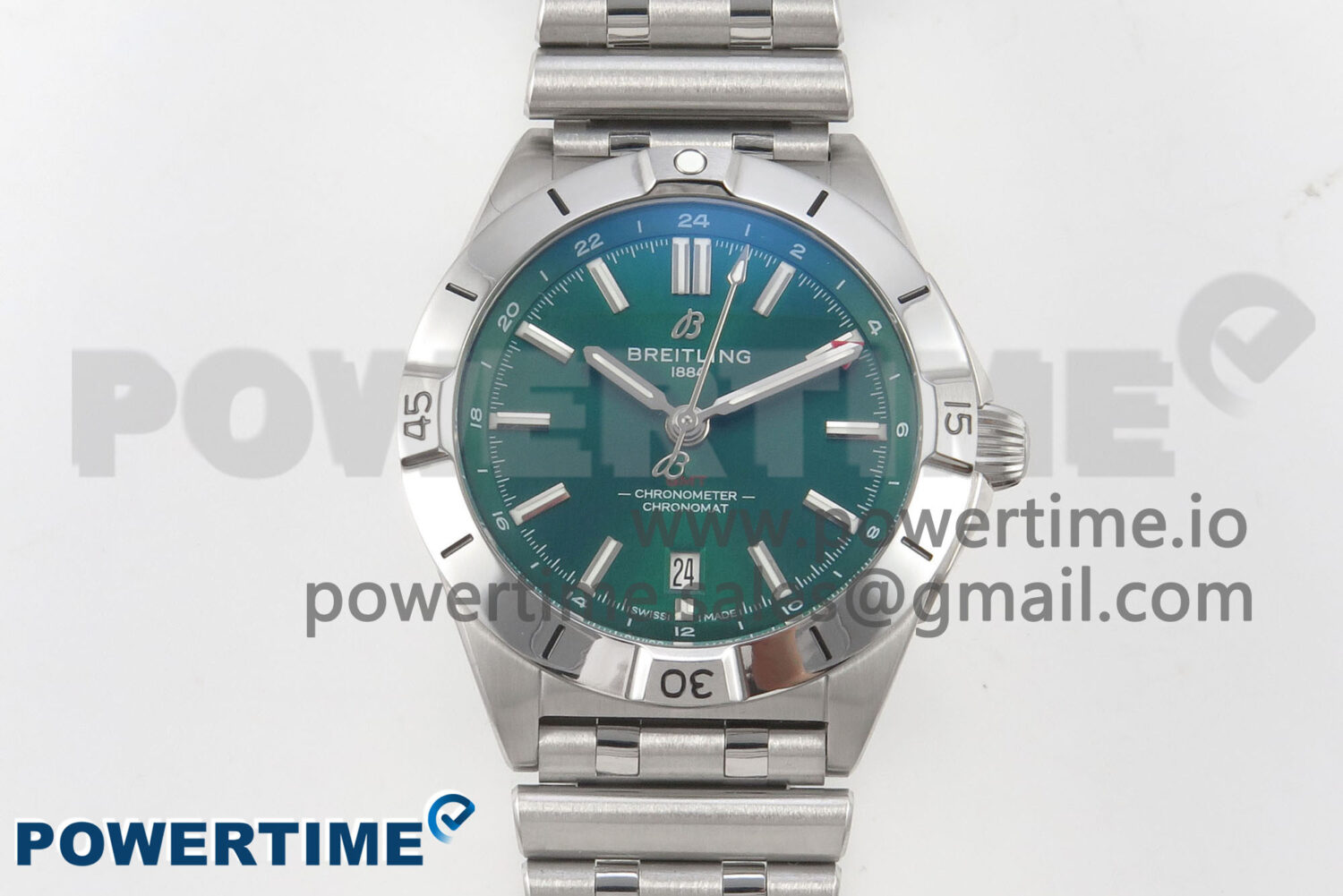 Breitling BLSF Chronomat Automatic 1:1 Best Edition GMT 40mm Green Dial On SS Bracelet A2836 - Image 1