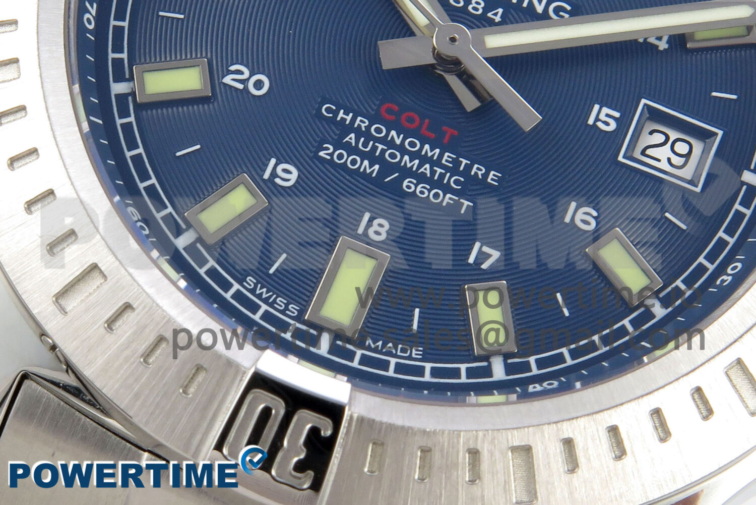 Colt Automatic 44mm TF1:1 Best Edition Blue Dial on SS Bracelet A2824 V2 - Image 5