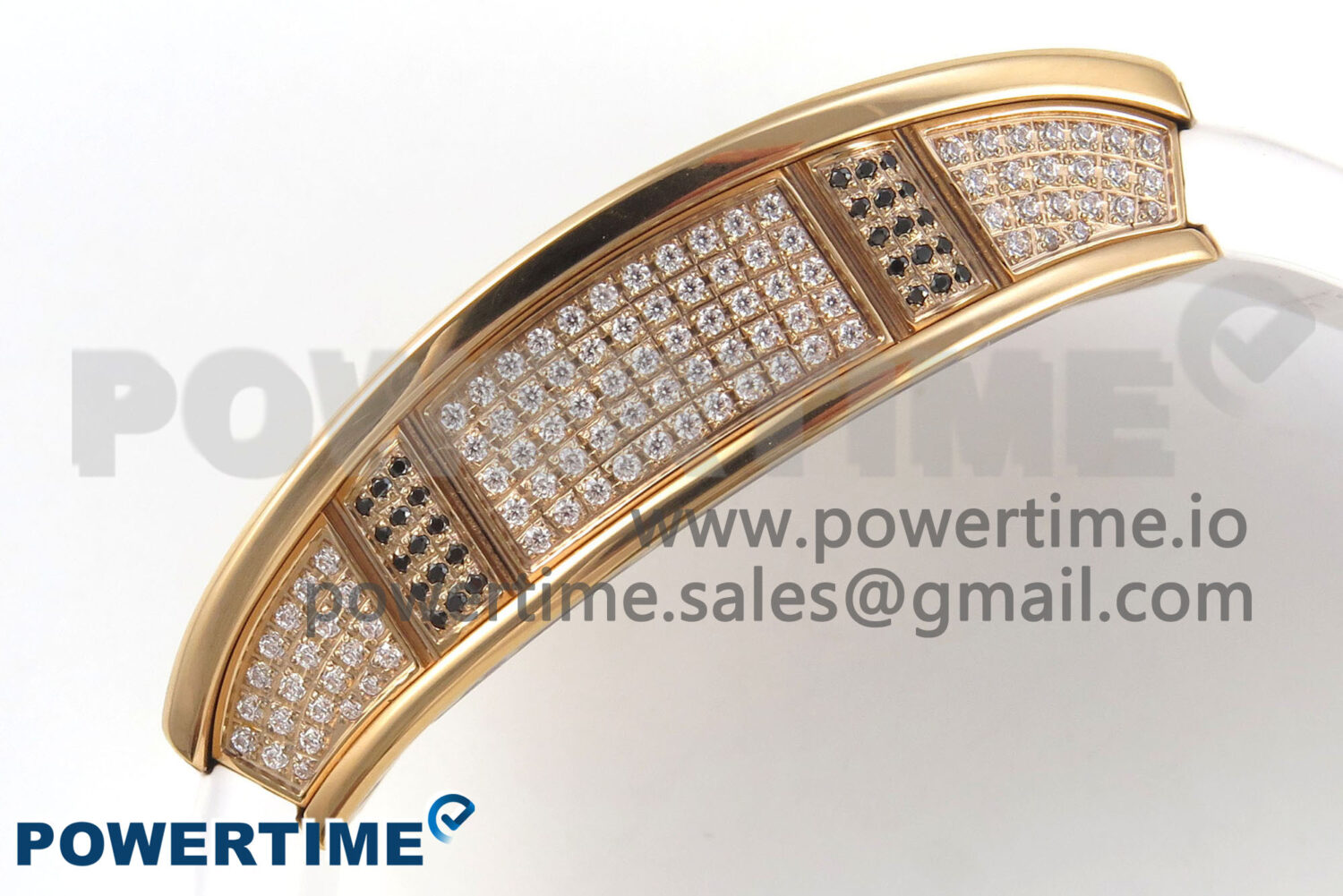 RM07 Ladies Full Diamonds RG ZF 1:1 Best Edition Red Dial on White Rubber Strap CRMA2 Clone - Image 7