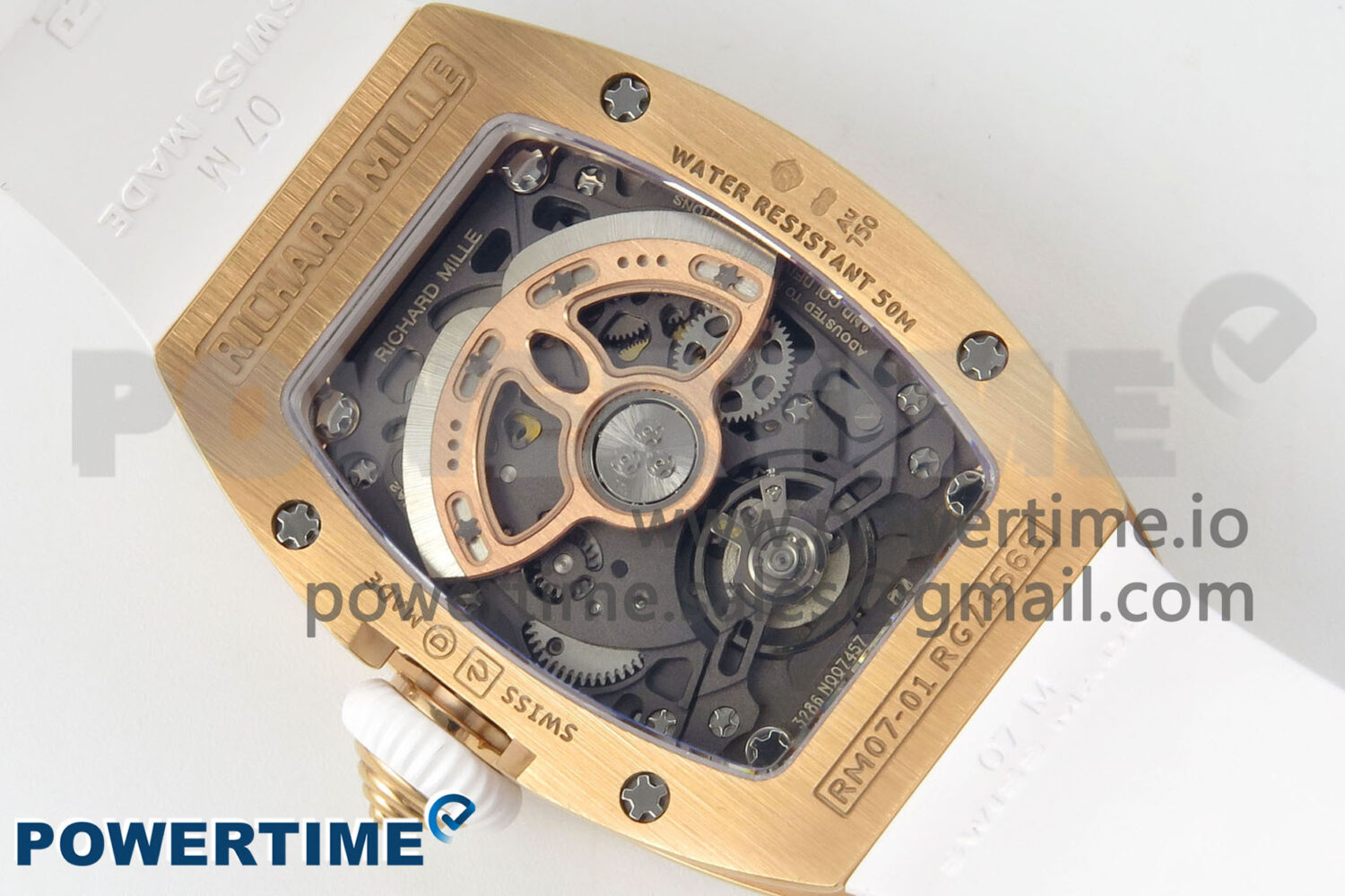 RM07 Ladies Full Diamonds RG ZF 1:1 Best Edition White MOP Dial on White Rubber Strap CRMA2 Clone - Image 8