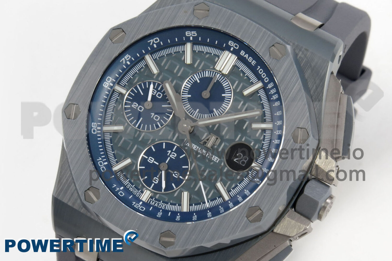 Royal Oak Offshore 44mm Titanium APJF 1:1 Best Edition Blue Dial on Gray Rubber Strap A3126 - Image 2