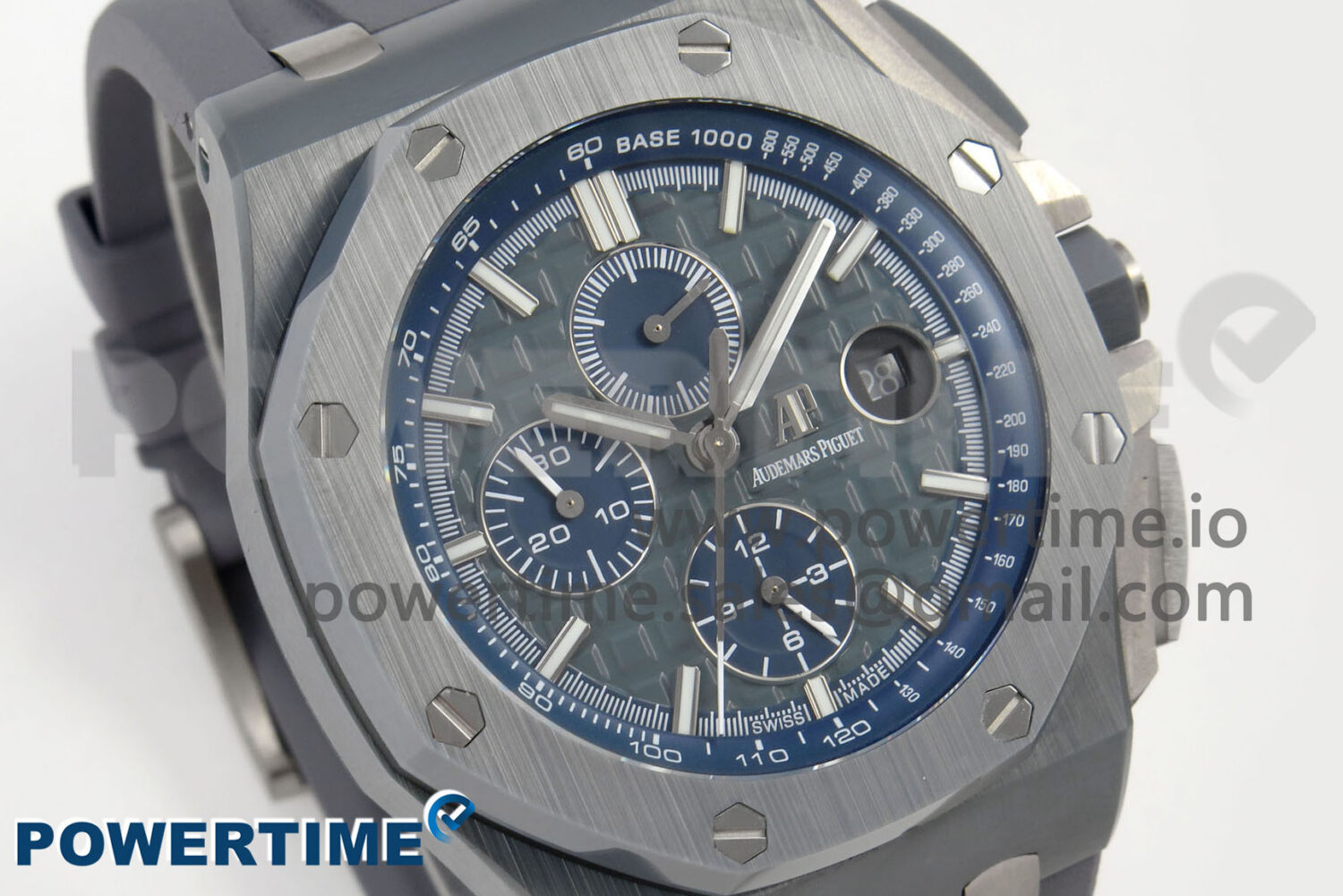 Royal Oak Offshore 44mm Titanium APJF 1:1 Best Edition Blue Dial on Gray Rubber Strap A3126 - Image 3