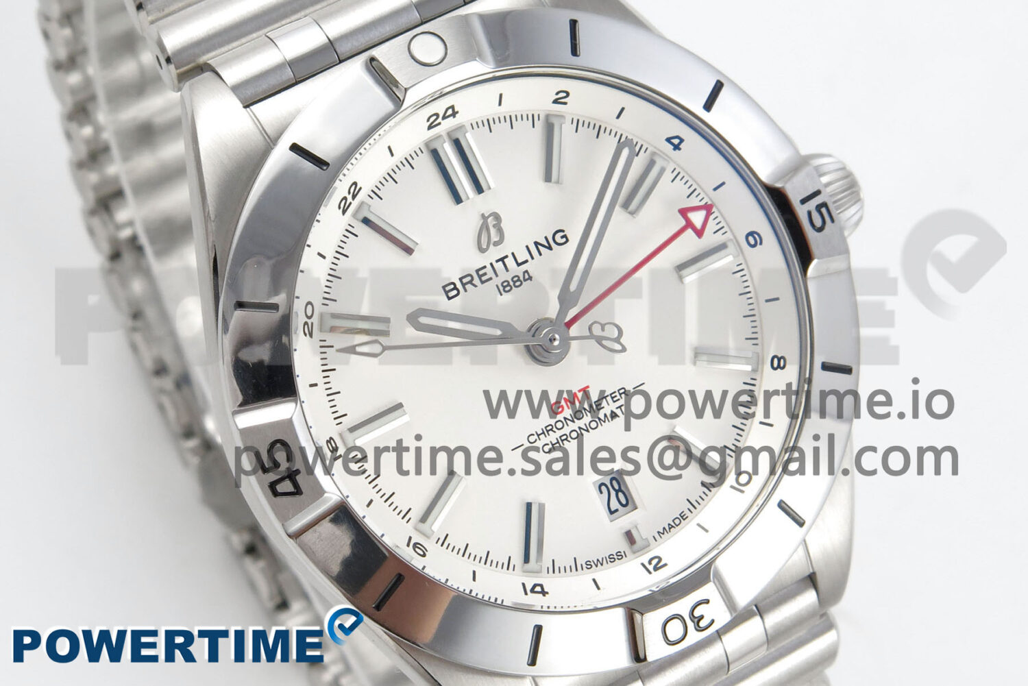 Breitling BLSF Chronomat Automatic 1:1 Best Edition GMT 40mm White Dial On SS Bracelet A2836 - Image 2