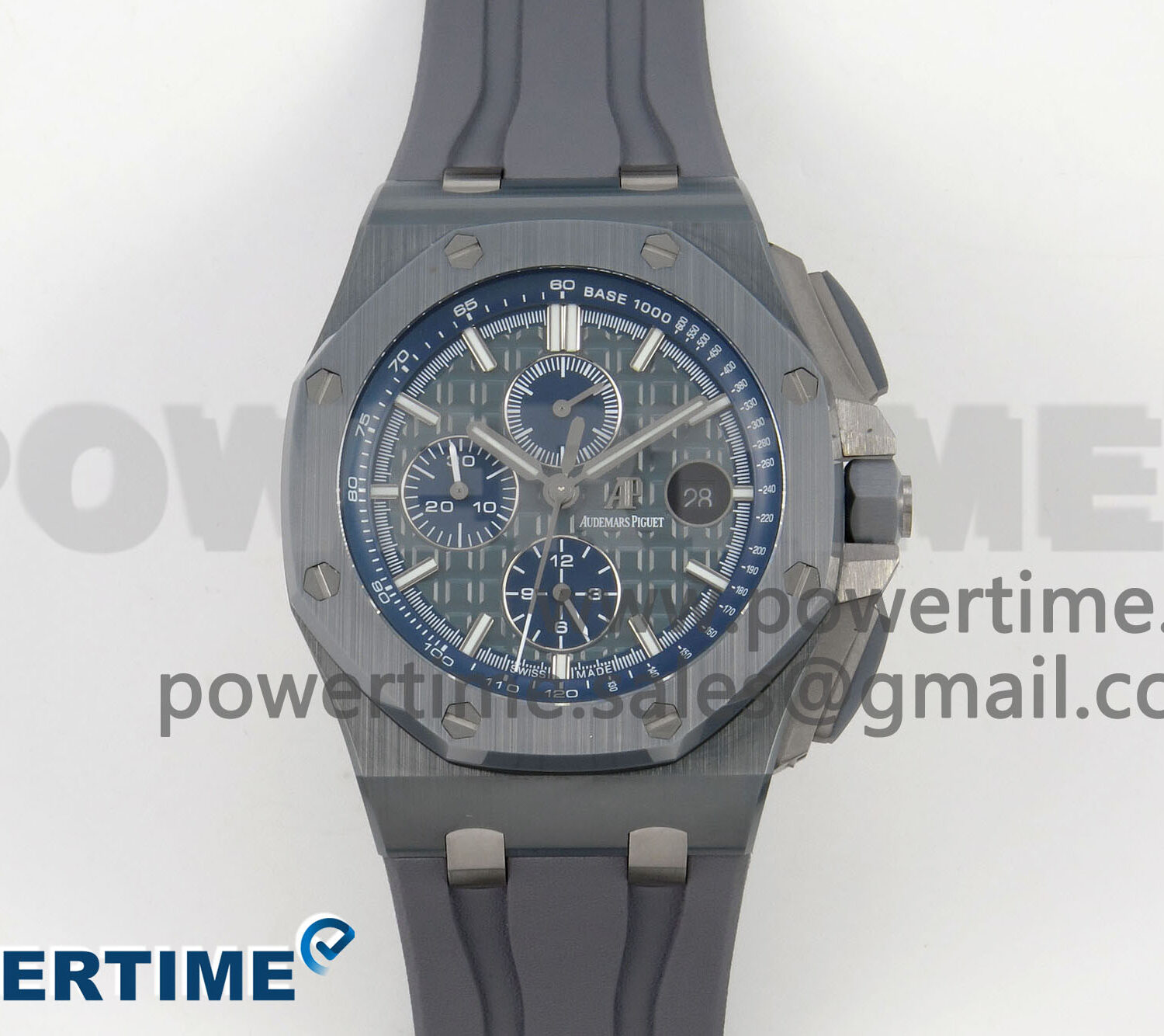Royal Oak Offshore 44mm Titanium APJF 1:1 Best Edition Blue Dial on Gray Rubber Strap A3126