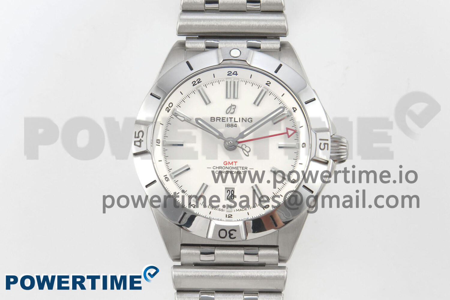 Breitling BLSF Chronomat Automatic 1:1 Best Edition GMT 40mm White Dial On SS Bracelet A2836 - Image 1