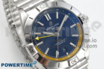 Breitling BLSF Chronomat Automatic 1:1 Best Edition GMT 40mm Blue Dial with Inner Yellow Rim On SS Bracelet - Image 2